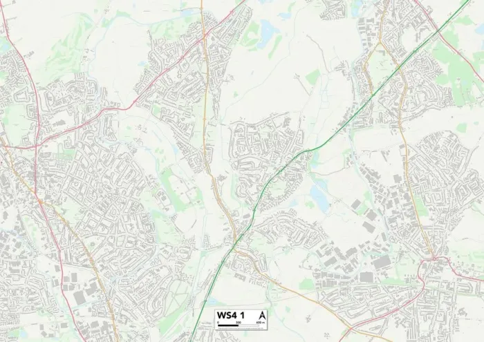 Framed Print : Walsall WS4 1 Postcode Sector Print Map Framed Print : Walsall WS4 1 Postcode Sector Print Map