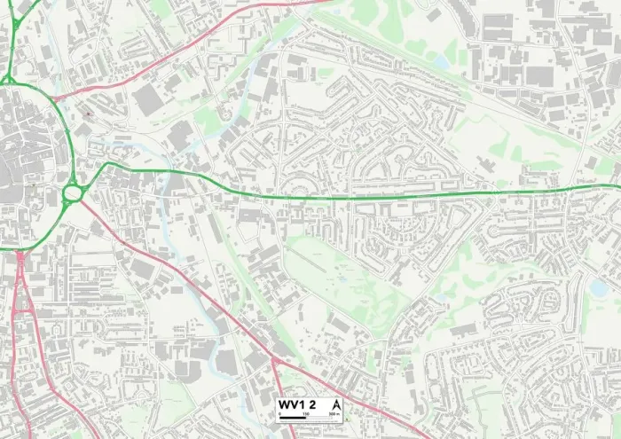 Framed Print : Wolverhampton WV1 2 Print Map Sector Framed Print : Wolverhampton WV1 2 Print Map Sector