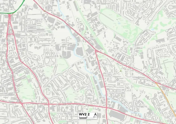 Framed Print : Wolverhampton WV2 2 Print Postcode Sector Map Framed Print : Wolverhampton WV2 2 Print Postcode Sector Map