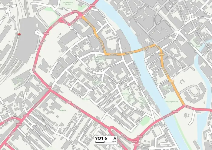 Framed Print : York YO1 6 Print Map Sector Framed Print : York YO1 6 Print Map Sector
