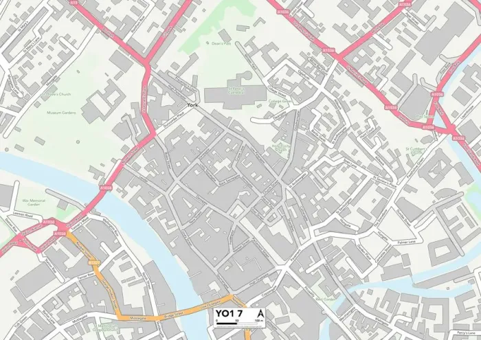 Framed Print : York YO1 7 Print Map Sector Framed Print : York YO1 7 Print Map Sector