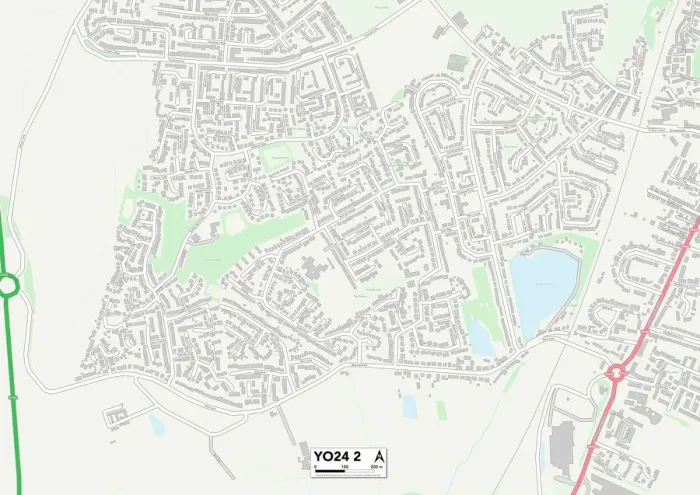 Framed Print : York YO24 2 Postcode Sector Print Map Framed Print : York YO24 2 Postcode Sector Print Map