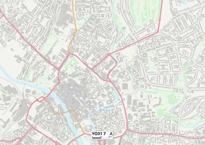 Framed Print : York YO31 7 Print Map Sector Framed Print : York YO31 7 Print Map Sector