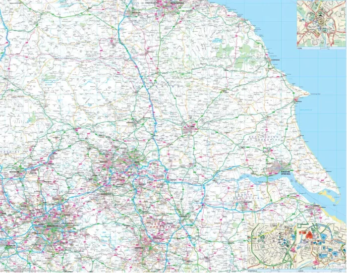 Framed Print : Yorkshire County Road Map Print Framed Print : Yorkshire County Road Map Print