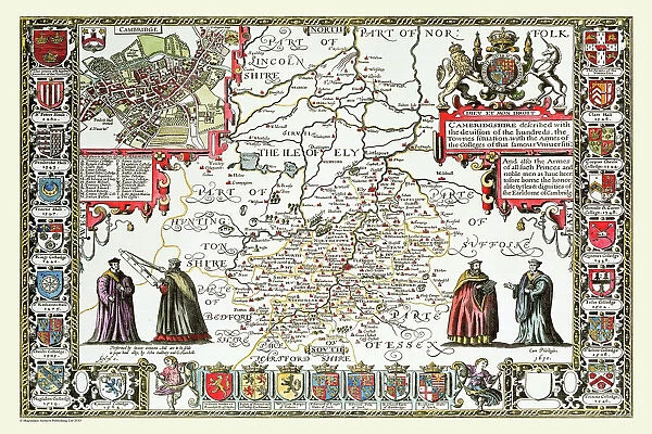 reproduction old map CAMBRIDGESHIRE 1610 by John Speed 