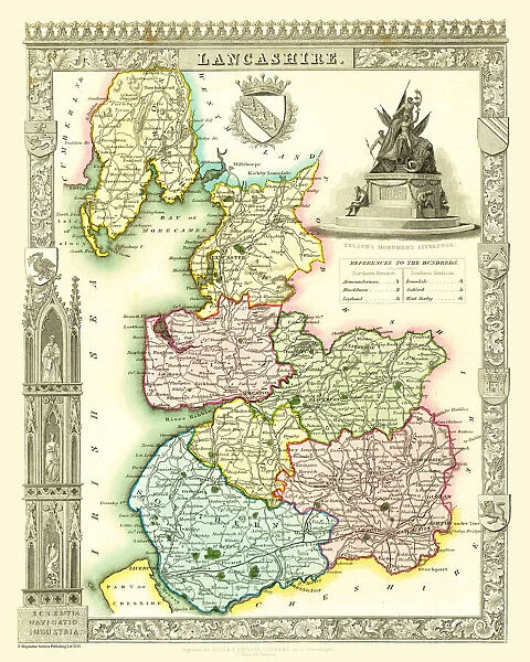 Old County Map of Lancashire 1836 by Thomas Moule