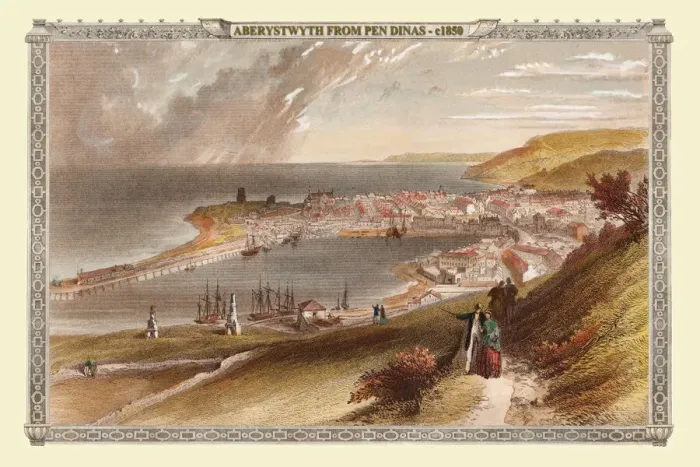 Framed Print : Aberystwyth Town Print from Pen Dinas Hill, 1850 Framed Print : Aberystwyth Town Print from Pen Dinas Hill, 1850