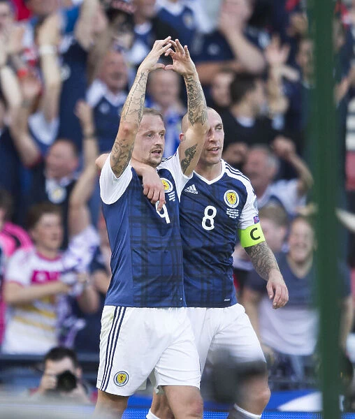 Scotland vs England: Leigh Griffiths and Scott Brown Celebrate at Hampden, Glasgow