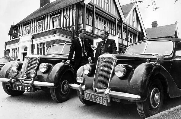 Two 1&1 / 2 litre postwar Rileys and their owners. Mr John Milburn (right)