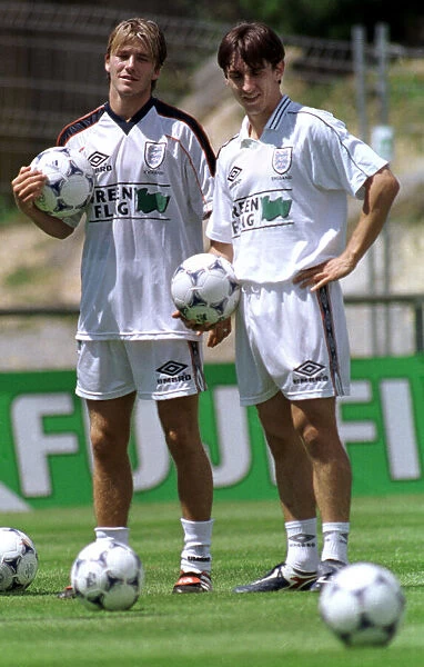 1998 World Cup tournament in France. England footballers David Beckham