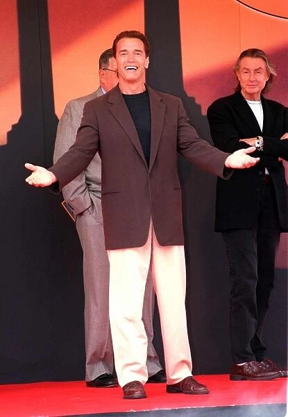 Actor Arnold Schwarzenegger at the launch of the new film 'Batman & Robin'