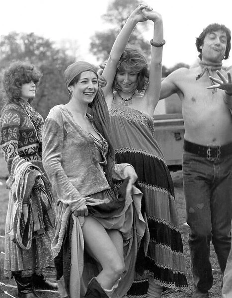 Actors Lesley Nightingale and Selena Carey-Jones as undercover police at a hippy pop