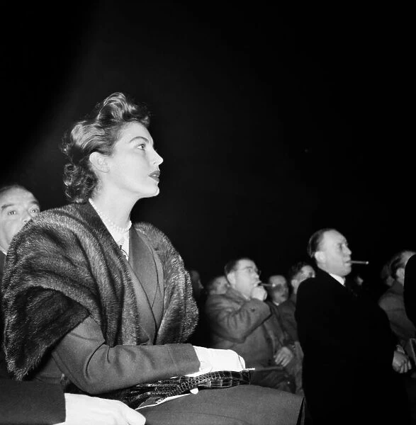 Actress Ava Gardner watching the Caba v McArthy fight. March 1953 D1395