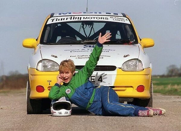 Actress Glenda McKay March 1998 With her Vauxhall Corsa rally sports car
