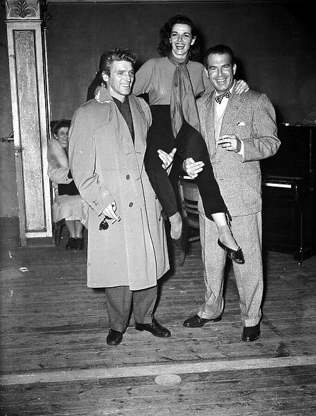 Actress Jane Russell with Burt Lancaster and Fred McMurray November 1951