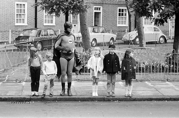 Adam West as Batman helps out with road safety campaign May 1967 which is being