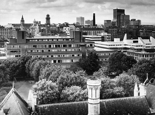 Aerial view of central Manchester taken from the Chatham Building of Manchester