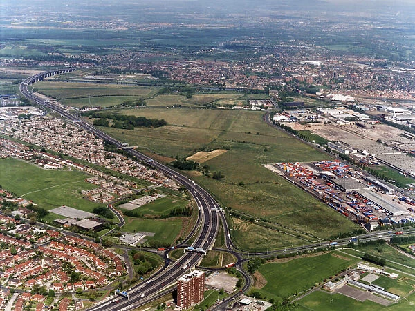 Aerial View of Dumplington, proposed development site of Trafford Centre, Circa 1995