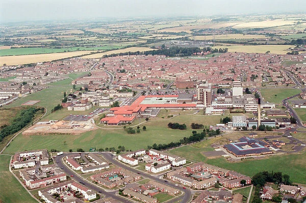 Aerial view of Teesside. North Tees Hospital. 28th July 1995