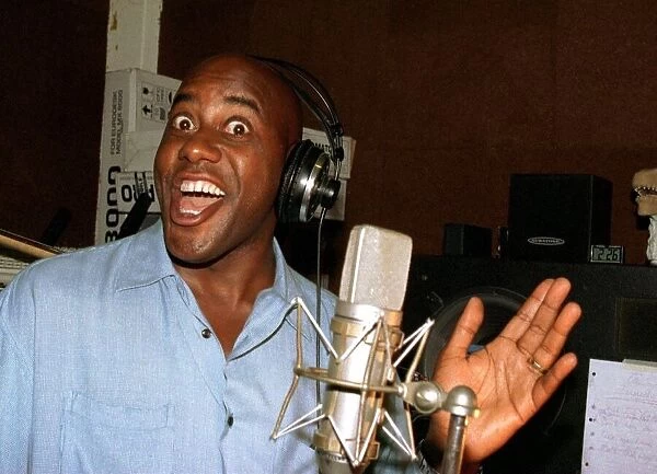 Ainsley Harriott television chef records the August 1998 theme music for his new