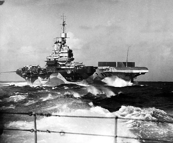 The aircraft carrier HMS Formidable seen from the quarter deck of the battleship HMS