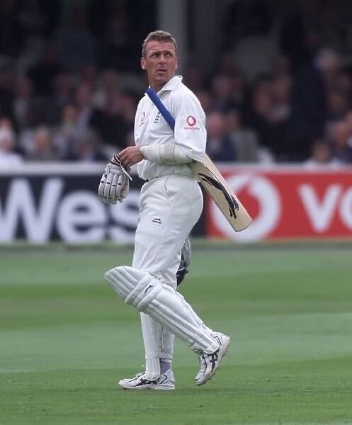 Alec Stewart looks at big screen after being caught out July 1999 behind by