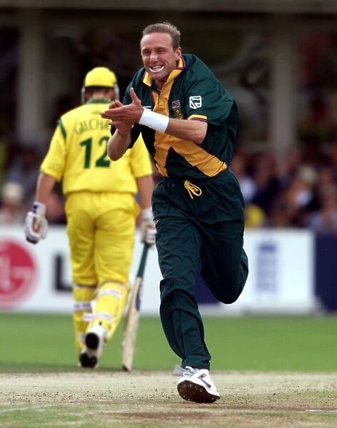 Allan Donald South Africa Celebrates Taking The Wicket Of Damien Fleming at the Cricket