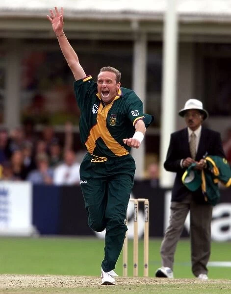 Allan Donald South Africa Celebrates Taking The Wicket Of Damien Fleming at the Cricket