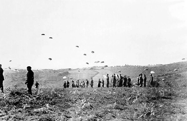 Allied troops parachute into Correze France during WW2 1944