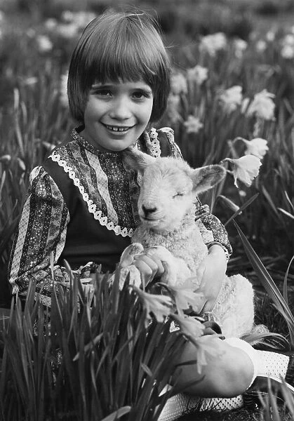 Animals - Children with Lambs. March 1981 P000499