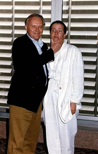 Anthony Hopkins Actor with Actress Emma Thompson before they leave for Los Angeles for