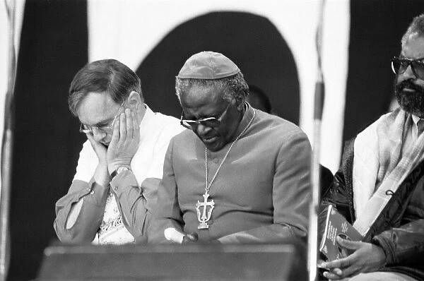 Archbishop Desmond Tutu, holds a religious gathering at Villa Park Football Stadium