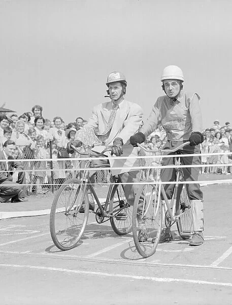 Arthur English left lines up against Tom Phillips on the Skid Kids Cycle Track in London