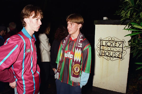 Aston Villa fans outside the home of Ron Atkinson in Barnt Green
