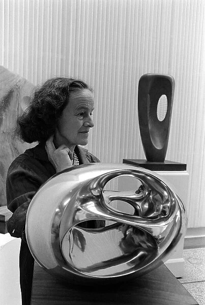 Barbara Hepworth Artist and Sculptor May 1962 at an exhibition of her sculptures