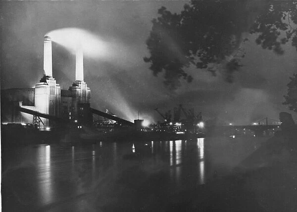Battersea Power Station illuminated for World Power Conference, 17th July 1950