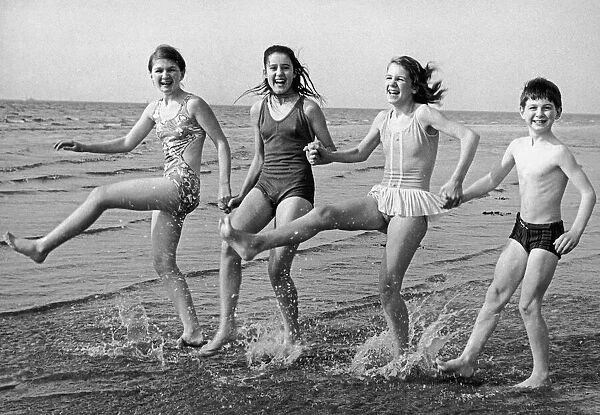 Down on the Beach, Left to right, Mary Riley (13), Margaret Rodgers (14)
