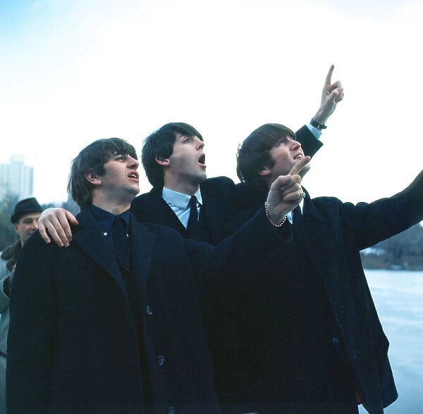 Beatles Paul McCartney and Ringo Starr and John Lennon in New York during the Beatles