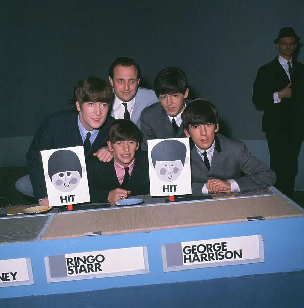 The Beatles pop group appear on the television programme Juke Box Jury in Liverpool with