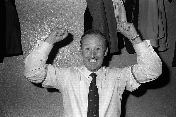 Bertie Mee Arsenal manager celebrating May 1971 in dressing room after Arsenal had