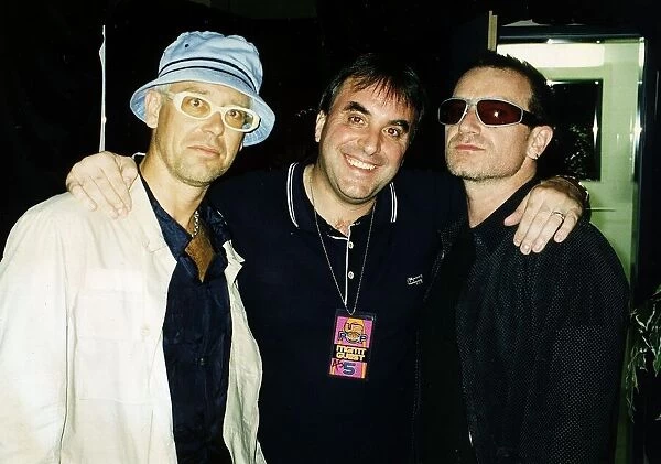 Billy Sloan with Adam Clayton and Bono of U2 in Vienna August 1997