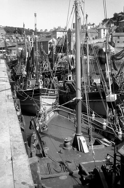Boats of Fishing fleet at Brixham, Devon, which are laying idle in harbour during