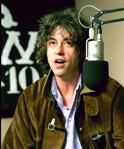 Bob Geldof presenting radion show on XFM September 1998 at studios in Leicester Square