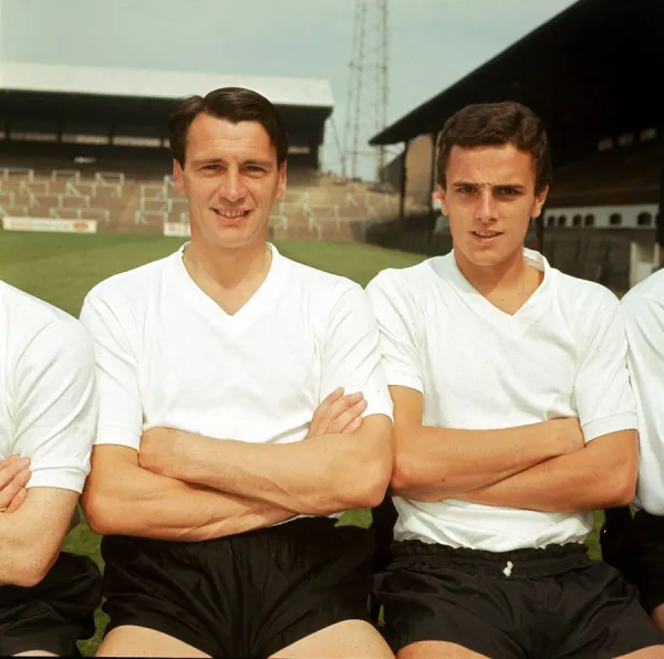 Bobby Robson Fulham football player, pictured with team mate during team photocall at