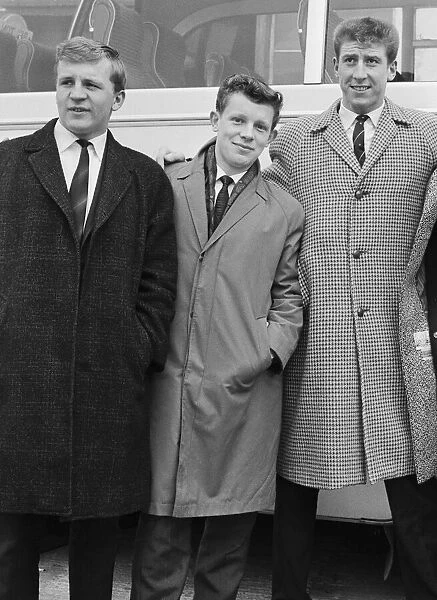 Bolton Wanderers young forward line. l-r: F. Lee, Gordon Taylor and B. Bromley