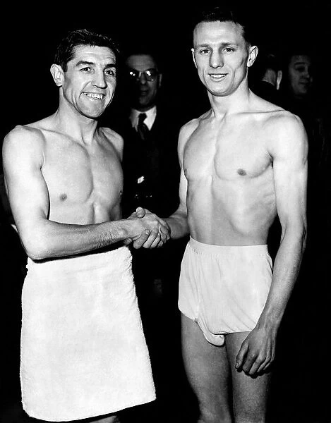 Boxers Terry Allen (left) and Eric Marsden at the weigh in before their British