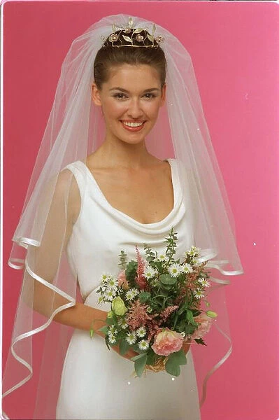 Brides Wedding Hair Feature July 1999 Model wearing Wedding Dress weby