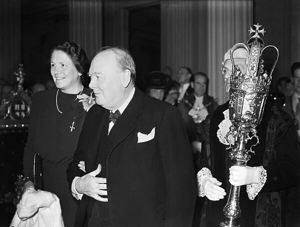 British Prime Minister Winston Churchill attends the New Lord Mayor