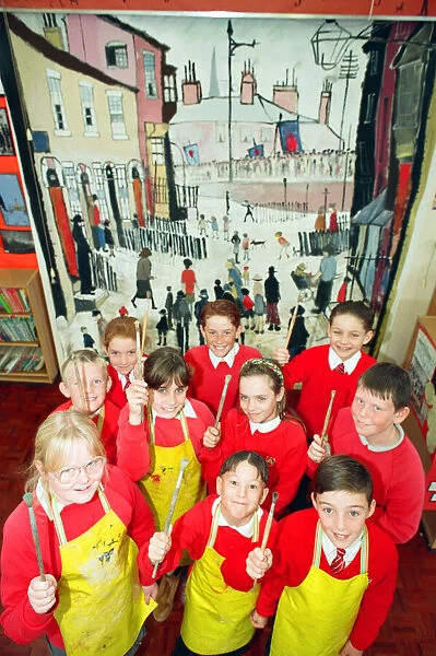 Budding artists at St Albans Primary School, Redcar, with their giant copy of a painting