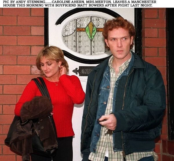 Caroline Aherne who plays Mrs Merton leaves a House in Manchester after a fight